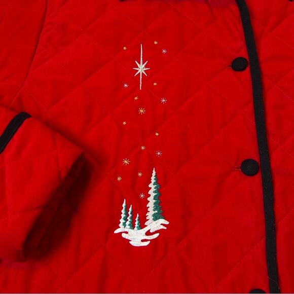 Desert Heat Christmas Jacket Womens Size L Red Black Quilted Embroidered Holiday - Picture 9 of 10